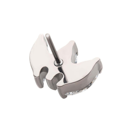 Invictus Titanium Threadless with Prong Set Marquise CZ 3-Cluster Top