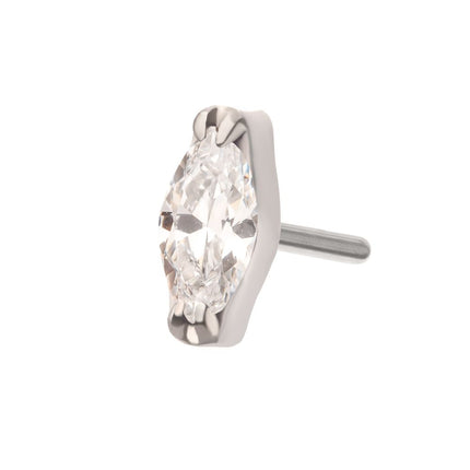 Invictus Titanium Threadless Double V-Prong 3mm Marquise Gem Top