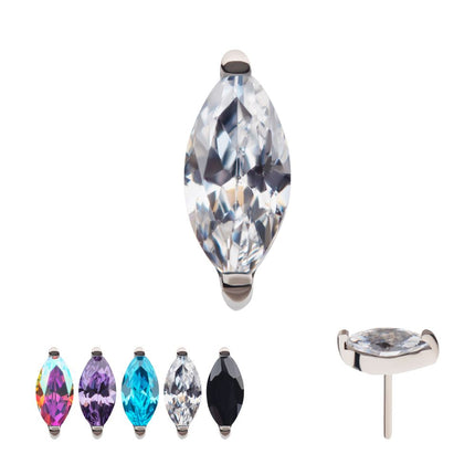 Invictus Titanium Threadless with 2-Prong Marquise CZ Top