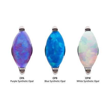 Invictus Titanium Threadless with 2-Prong Marquise Opal Top
