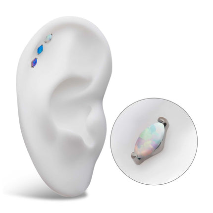 Invictus Titanium Threadless with 2-Prong Marquise Opal Top