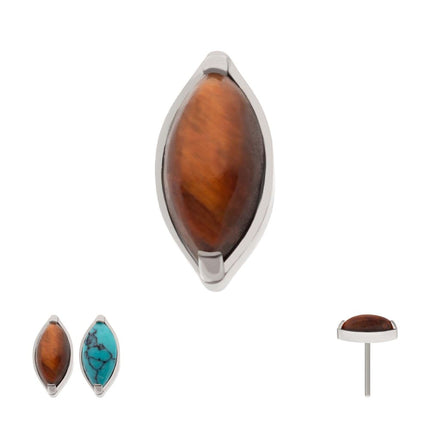Invictus Titanium Threadless with 2-Prong Marquise Stone Top