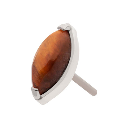 Invictus Titanium Threadless with 2-Prong Marquise Stone Top