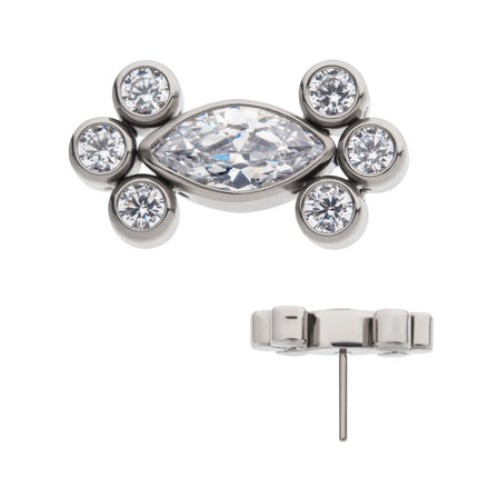 Invictus Titanium Threadless with Clustered Bezel Set Marquise & Round CZ Top