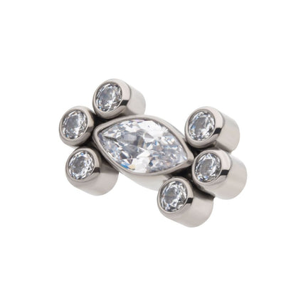 Invictus Titanium Threadless with Clustered Bezel Set Marquise & Round CZ Top
