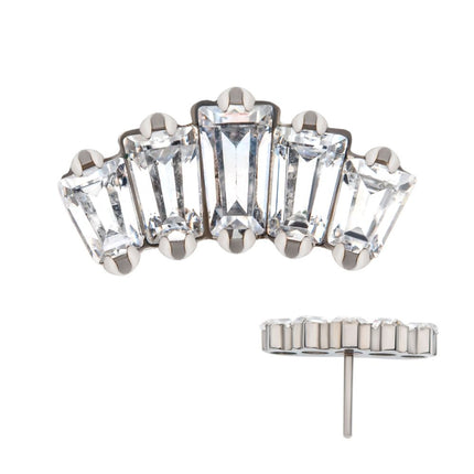 Invictus Titanium Threadless with Prong Set Trapezoid CZ 5-Cluster Top