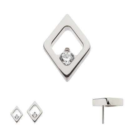 Invictus Titanium Threadless Rhombus Shape with Clear CZ Top