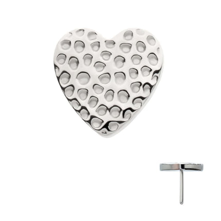 Invictus Titanium Threadless Hammered Heart Top