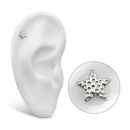 Invictus Titanium Threadless Hammered Star Top