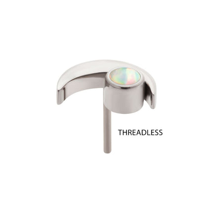 Invictus Titanium Threadless Crescent Moon with Bezel Set Opal Top