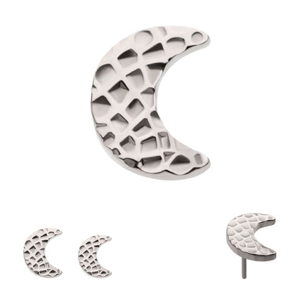 Invictus Titanium Threadless Hammered Crescent Moon Top