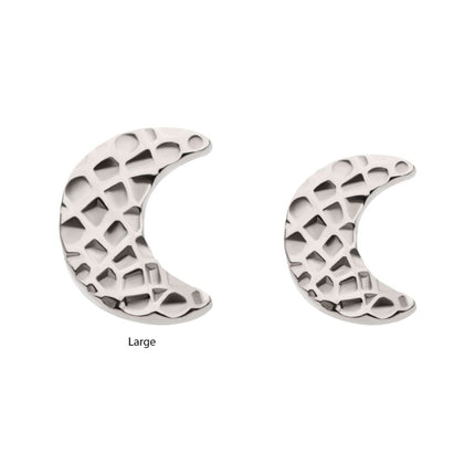 Invictus Titanium Threadless Hammered Crescent Moon Top