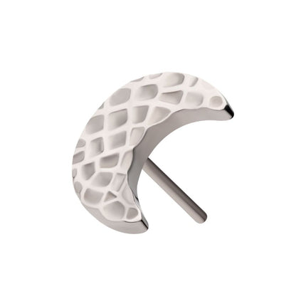 Invictus Titanium Threadless Hammered Crescent Moon Top