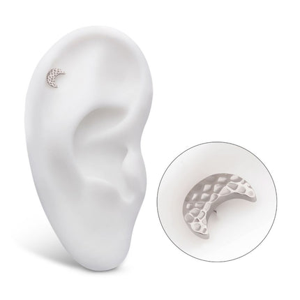 Invictus Titanium Threadless Hammered Crescent Moon Top