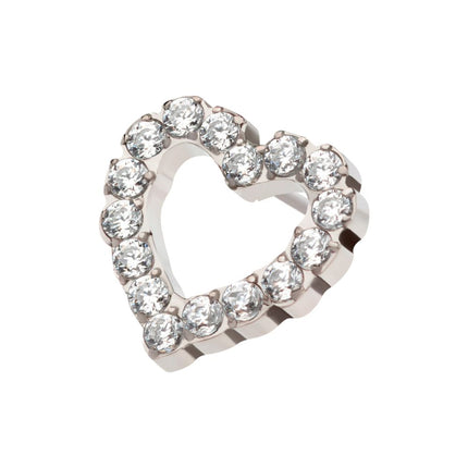 Invictus Titanium Threadless Pave Set Gem Hollow Heart Top
