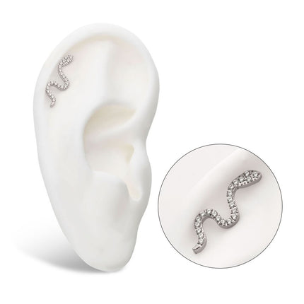 Invictus Titanium Threadless with Pave Set CZ Snake Top