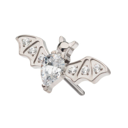 Invictus Titanium Threadless with Round & Teardrop CZ Flying Bat Top