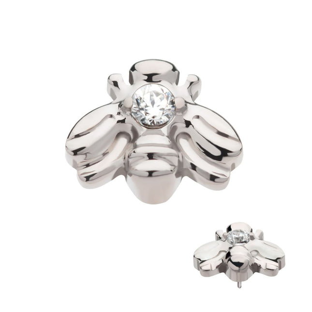 Invictus Titanium Threadless with Prong Set CZ Bee Top