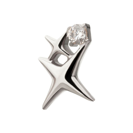 Invictus Titanium Threadless Double Celestial Star Top with Prong Set Gem