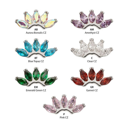 Invictus Titanium Threadless Prong Set 5- Marquise Gem Fan Cluster Top