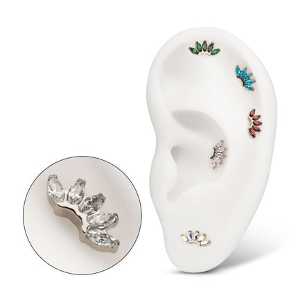 Invictus Titanium Threadless Prong Set 5- Marquise Gem Fan Cluster Top