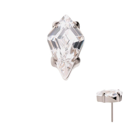 Invictus Titanium Threadless Prong Set Kite Shaped CZ Top