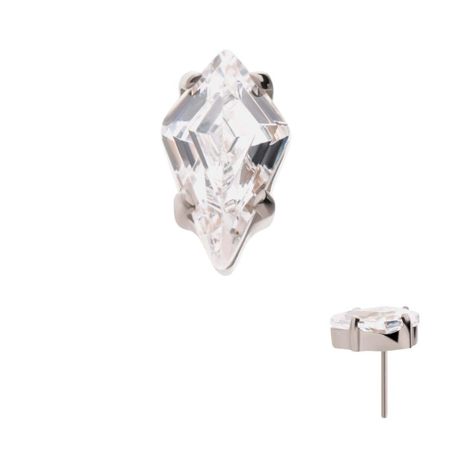 Invictus Titanium Threadless Prong Set Kite Shaped CZ Top