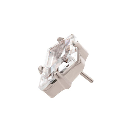 Invictus Titanium Threadless Prong Set Kite Shaped CZ Top