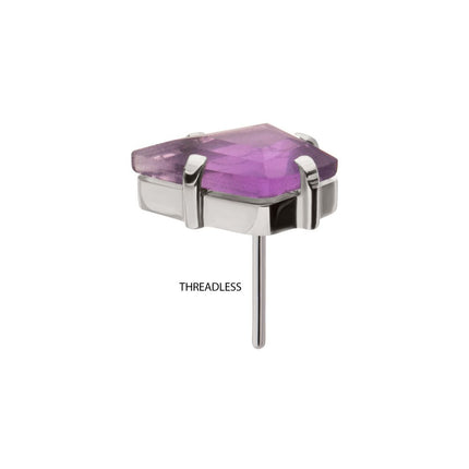 Invictus Titanium Threadless 4-Prong Kite Shape Stone Top