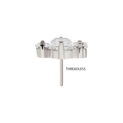 Invictus Titanium Threadless Prong Set Emerald Cut & Princess Gem 3-Cluster Top