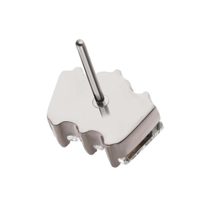 Invictus Titanium Threadless Prong Set Baguette CZ 3-Cluster Top