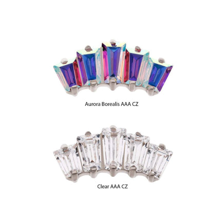 Invictus Titanium Threadless Prong Set Baguette CZ 5-Cluster Fan Shape Top