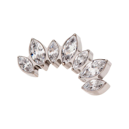 Invictus Titanium Threadless with Prong Set Marquise Clear CZ 7-Cluster Fan Shape Top