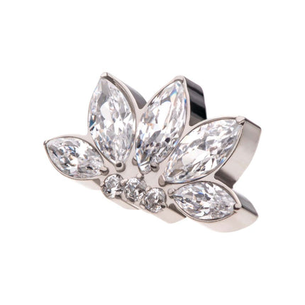 Invictus Titanium Threadless 5-Cluster Marquise Opalite/CZ with Round Clear CZ Fan Shape Top
