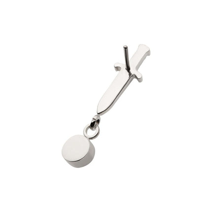 Invictus Titanium Threadless Dangle Bezel Round Gem Dagger Top
