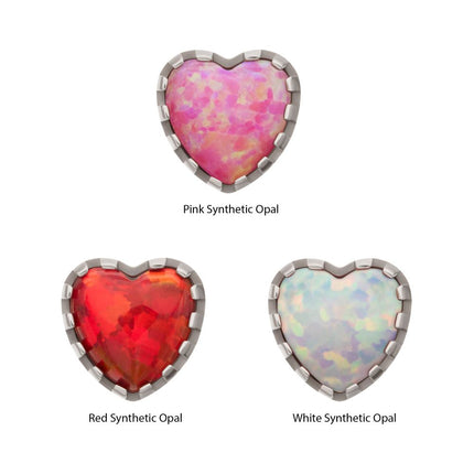 Invictus Titanium Threadless Prong Edge Opal Heart Top