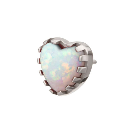 Invictus Titanium Threadless Prong Edge Opal Heart Top
