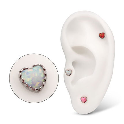 Invictus Titanium Threadless Prong Edge Opal Heart Top