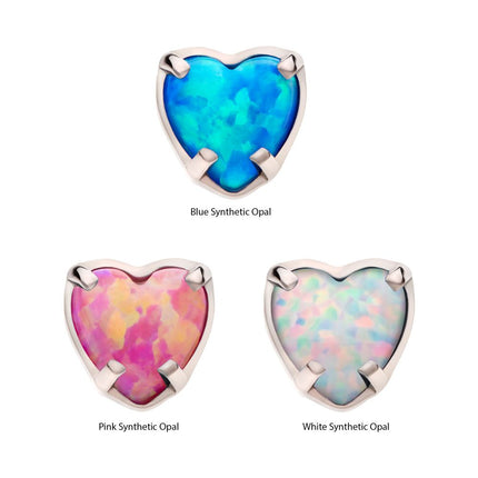 Invictus Titanium Threadless with Prong Set Opal Heart Top