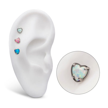 Invictus Titanium Threadless with Prong Set Opal Heart Top