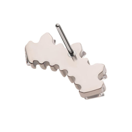 Invictus Titanium Threadless Prong Set Baguette CZ 7-Cluster Fan Shape Top