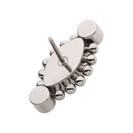 Invictus Titanium Threadless with Bezel Set Round CZ & Beads Around Marquise CZ Top