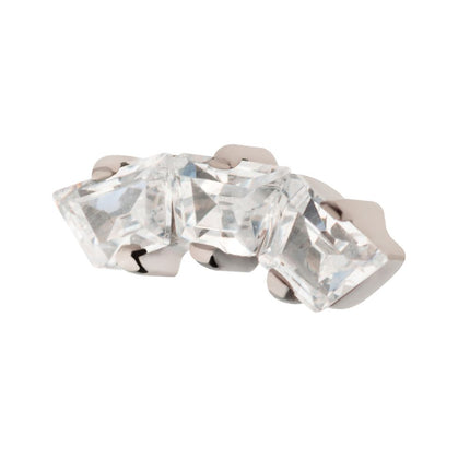 Invictus Titanium Threadless Prong Set Trapezoid CZ 3-Cluster Top