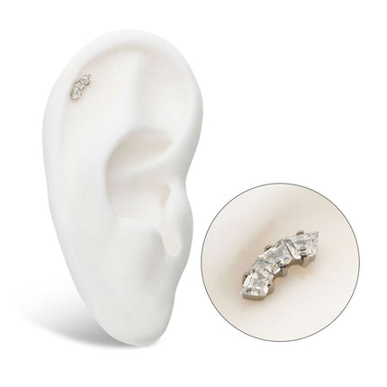 Invictus Titanium Threadless Prong Set Trapezoid CZ 3-Cluster Top