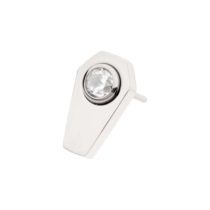 Invictus Titanium Threadless Coffin Top with Bezel Set Round CZ