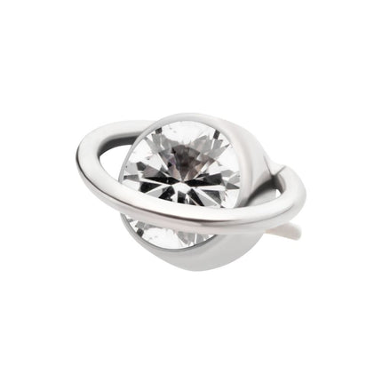 Invictus Titanium Internally Threaded Planet Top with Bezel Set Round CZ/Opal