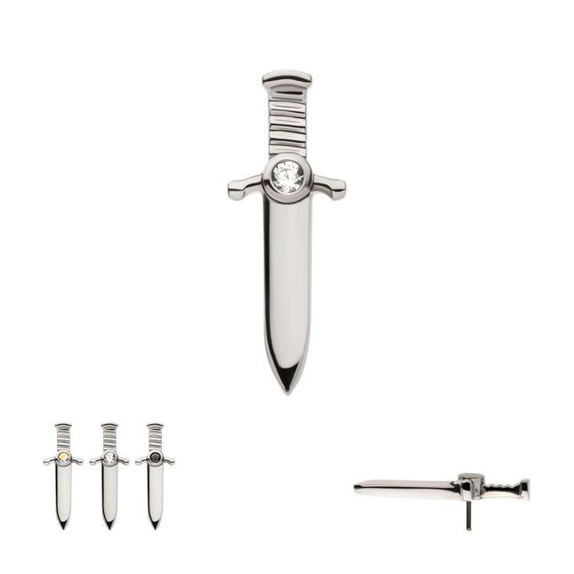 Invictus Titanium Threadless with Bezel Set 1mm CZ Dagger Top
