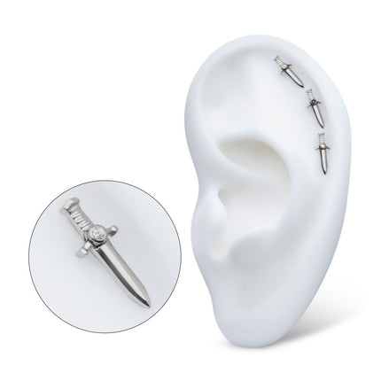 Invictus Titanium Threadless with Bezel Set 1mm CZ Dagger Top