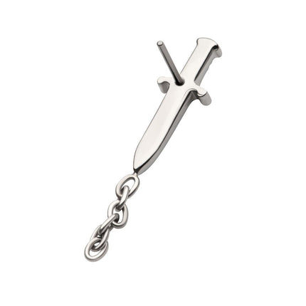 Invictus Titanium Threadless Dagger Top with Dangle 8mm Chain