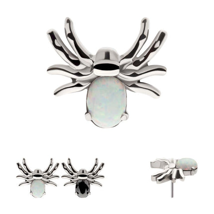 Invictus Titanium Threadless Prong Set Opal/CZ Spider Top